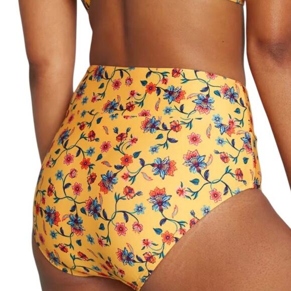 ModCloth NIP Sara Retro Charm Yellow Print High-Waisted Bikini Bottom Size XL - Picture 1 of 14